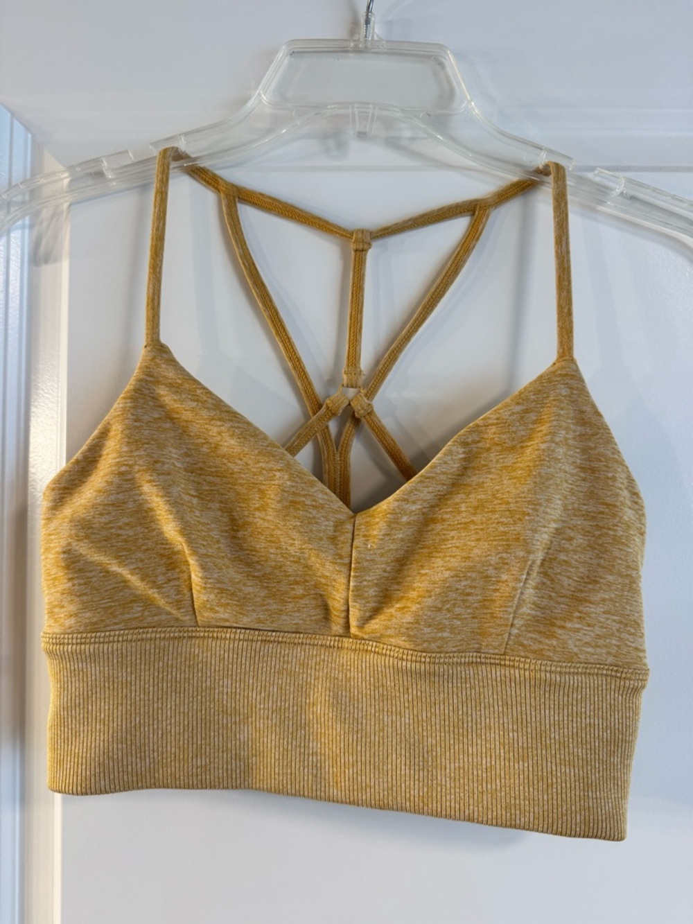 ALO Yoga Alosoft Lavish Bra Ribbed Heather Yellow Size small